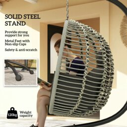 Rackhams Hanging Swing Chair w/ Thick Cushion, Hanging Chair, Dark Grey - Dark Grey - 1 - Swing Chair - thumbnail 3