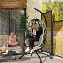 Rackhams Hanging Swing Chair w/ Thick Cushion, Hanging Chair, Dark Grey - Dark Grey