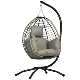 Rackhams Hanging Swing Chair w/ Thick Cushion, Hanging Chair, Dark Grey - Dark Grey - 1 - Swing Chair - thumbnail 6