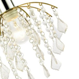 Rackhams Traditional Waterfall Pendant Shade with Clear Acrylic Droplets and Gold Frame - thumbnail 4
