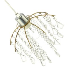 Rackhams Traditional Waterfall Pendant Shade with Clear Acrylic Droplets and Gold Frame - thumbnail 5