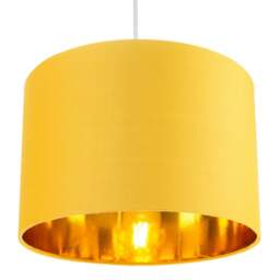 "Rackhams Contemporary Ochre Cotton 12"" Table/Pendant Lamp Shade with Shiny Gold Inner" - thumbnail 4