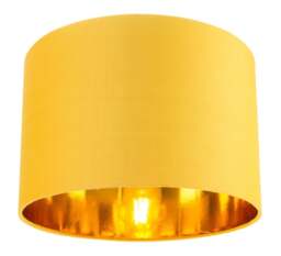 "Rackhams Contemporary Ochre Cotton 12"" Table/Pendant Lamp Shade with Shiny Gold Inner"
