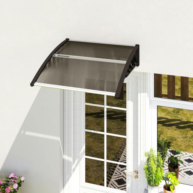 Rackhams Door Canopy Outdoor Awning Rain Shelter for Window Porch Clear - Brown - Single - image 1