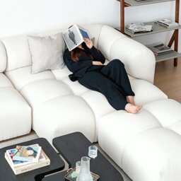 Rackhams Lysander Velvet Module Three Seater, Four Seater, Five Seater Sofa, Corner Sofa, White - Two Seater 238cm Combination 1 - thumbnail 5