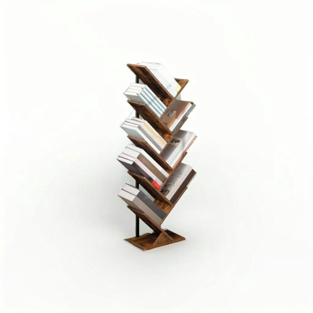 Rackhams 9-Tier Tree Bookshelf - Tall Floor Standing Bookcase - image 1