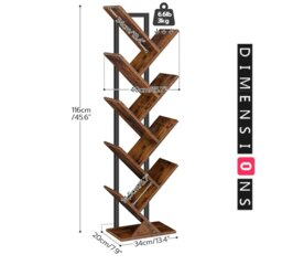 Rackhams 9-Tier Tree Bookshelf - Tall Floor Standing Bookcase - thumbnail 2