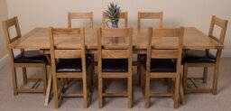 Rackhams Vermont Cross Leg Oak Extending Dining Table with Lincoln Oak Chairs - Natural Oak - 8 chairs - thumbnail 5