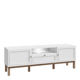 Rackhams Wensley 2 Door 1 Drawer TV Unit in Light Grey and Oak inc LED Lighting - 1