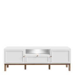 Rackhams Wensley 2 Door 1 Drawer TV Unit in Light Grey and Oak inc LED Lighting - 1 - thumbnail 2