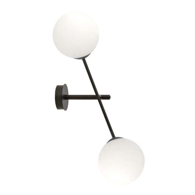 Rackhams LINEAR Wall lamp 2 x E14 Black with White Shade - image 1