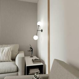 Rackhams LINEAR Wall lamp 2 x E14 Black with White Shade - thumbnail 3
