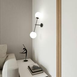 Rackhams LINEAR Wall lamp 2 x E14 Black with White Shade - thumbnail 2