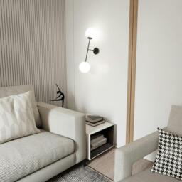 Rackhams LINEAR Wall lamp 2 x E14 Black with White Shade - thumbnail 5