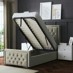 Rackhams Allegra Ottoman Bed with Upholstered Headboard - Beige - Single / 3ft - thumbnail 5