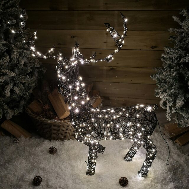 Rackhams 99cm LED Indoor Outdoor Wicker Standing Reindeer Christmas Decoration