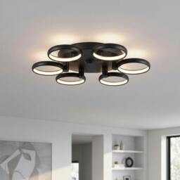 Rackhams 36 Watt Black Ring Design Large Flush Ceiling Light
