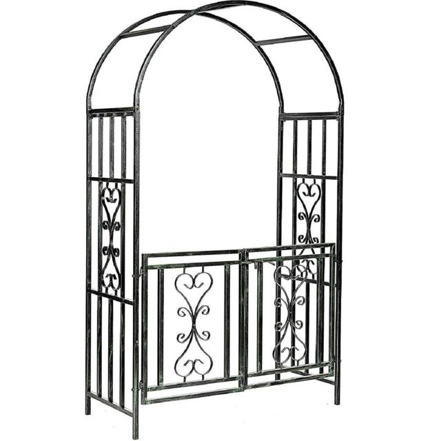 Rackhams Metal Garden Gate Wedding Rose Arch Pergola Archway Climbing Plant Trellis Black - image 1