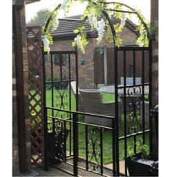 Rackhams Metal Garden Gate Wedding Rose Arch Pergola Archway Climbing Plant Trellis Black - thumbnail 2