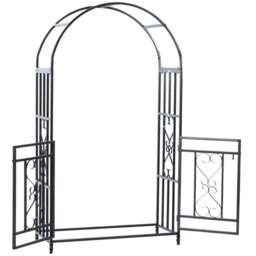 Rackhams Metal Garden Gate Wedding Rose Arch Pergola Archway Climbing Plant Trellis Black - thumbnail 4
