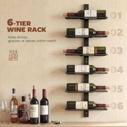 Rackhams Wall Mount Wine Rack for Wine Bottles, Black - thumbnail 4