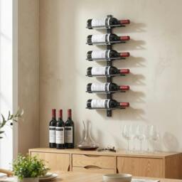 Rackhams Wall Mount Wine Rack for Wine Bottles, Black - thumbnail 1
