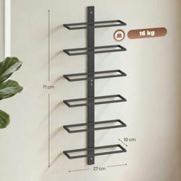 Rackhams Wall Mount Wine Rack for Wine Bottles, Black - thumbnail 3