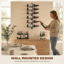 Rackhams Wall Mount Wine Rack for Wine Bottles, Black - thumbnail 5