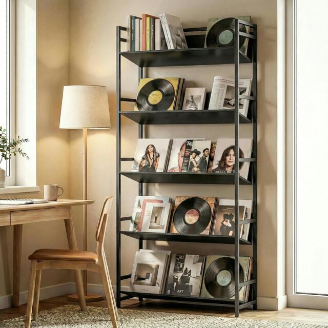 Rackhams Bookcase Anti-Slip Design 5-Tier - 80 x 35 x 174 cm - Black - image 1