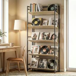 Rackhams Bookcase Anti-Slip Design 5-Tier - 80 x 35 x 174 cm - Black - thumbnail 2