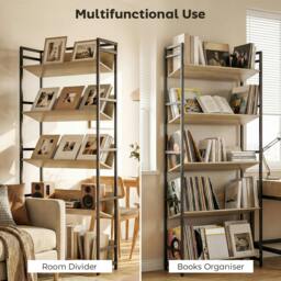 Rackhams Bookcase Anti-Slip Design 5-Tier - 80 x 35 x 174 cm - Black - thumbnail 5