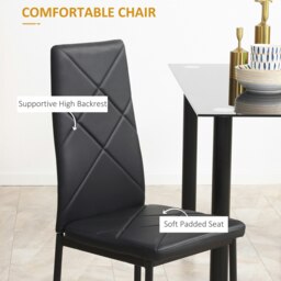 Rackhams Dining Table Set for 4, Kitchen Table and Chairs w/ Padded Seat Black - thumbnail 5