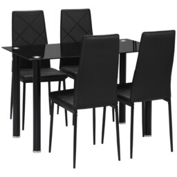 Rackhams Dining Table Set for 4, Kitchen Table and Chairs w/ Padded Seat Black - thumbnail 3