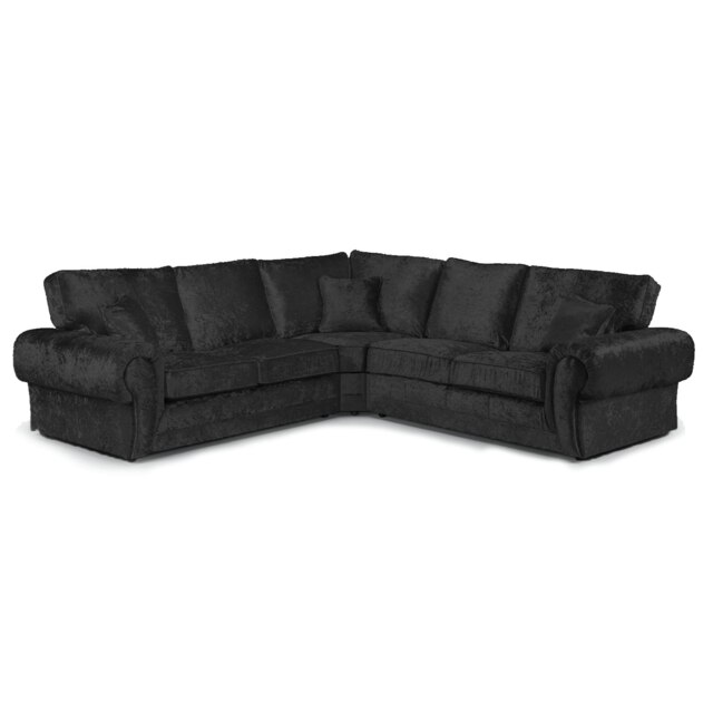 Rackhams Chelsea Crushed Velvet Full Back 5 Seater Corner Sofa - Black - image 1
