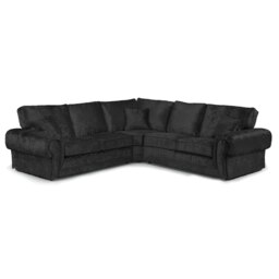 Rackhams Chelsea Crushed Velvet Full Back 5 Seater Corner Sofa - Black - thumbnail 1
