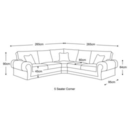 Rackhams Chelsea Crushed Velvet Full Back 5 Seater Corner Sofa - Black - thumbnail 4