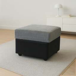 Rackhams Luca Mixed Fabric Footstool - Brown and Beige - thumbnail 2