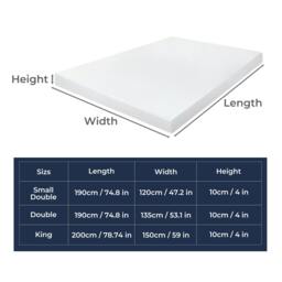 Rackhams 4 Inch Mattress Topper Cooling Gel Memory Foam Bamboo Charcoal Washable - Small Double - thumbnail 4