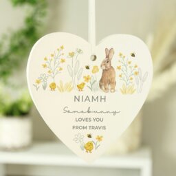 Rackhams Personalised Spring Bunny Wooden Heart Ornament