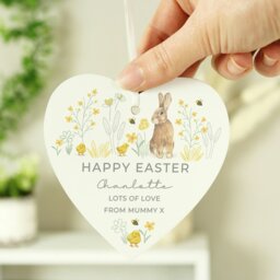 Rackhams Personalised Spring Bunny Wooden Heart Ornament - thumbnail 2