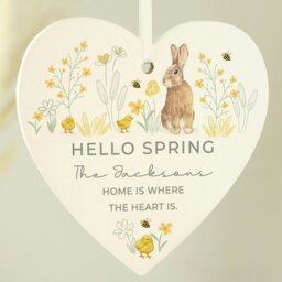Rackhams Personalised Spring Bunny Wooden Heart Ornament - thumbnail 4