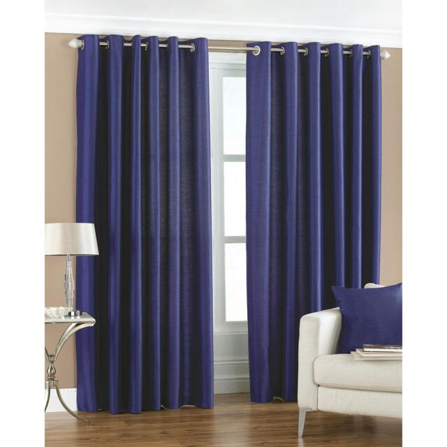 Rackhams Fiji Faux Silk Ringtop Curtains - Royal Blue - 46x72 (117x183cm) - Royal Blue - 100% Polyester