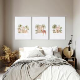 Rackhams Wall Picture With Frame - Set of 3 Moroccan Wall art Prints - 16 x 22 inches / 40.65 cm x 56 cm - Polyester Canvas 260 gsm - Canvas wrapped - thumbnail 5