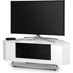 "Rackhams Hampshire Corner-Friendly Gloss White with Black Contrast Beam-Thru Remote Friendly Door 26""-50"" Flat Screen TV Cabinet" - thumbnail 3
