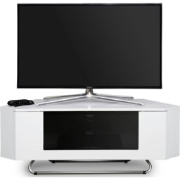 "Rackhams Hampshire Corner-Friendly Gloss White with Black Contrast Beam-Thru Remote Friendly Door 26""-50"" Flat Screen TV Cabinet" - thumbnail 2
