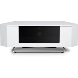 "Rackhams Hampshire Corner-Friendly Gloss White with Black Contrast Beam-Thru Remote Friendly Door 26""-50"" Flat Screen TV Cabinet" - thumbnail 5