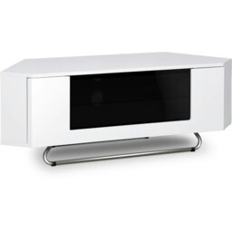 "Rackhams Hampshire Corner-Friendly Gloss White with Black Contrast Beam-Thru Remote Friendly Door 26""-50"" Flat Screen TV Cabinet" - thumbnail 4