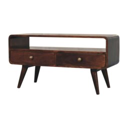 Rackhams Solid Wood Curved California Walnut Media Unit - thumbnail 3