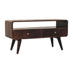 Rackhams Solid Wood Curved California Walnut Media Unit - thumbnail 4