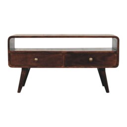 Rackhams Solid Wood Curved California Walnut Media Unit - thumbnail 2